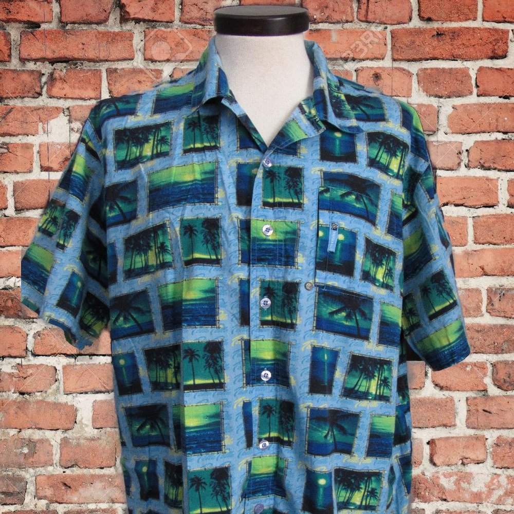 Pelle Pelle Marc Buchanan Hawiian Shirt XL/XXL Palm Trees EUC